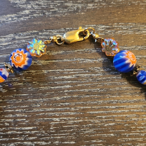 Royal blue sun and stars necklace/bracelet and earrings - Picture 5 of 8